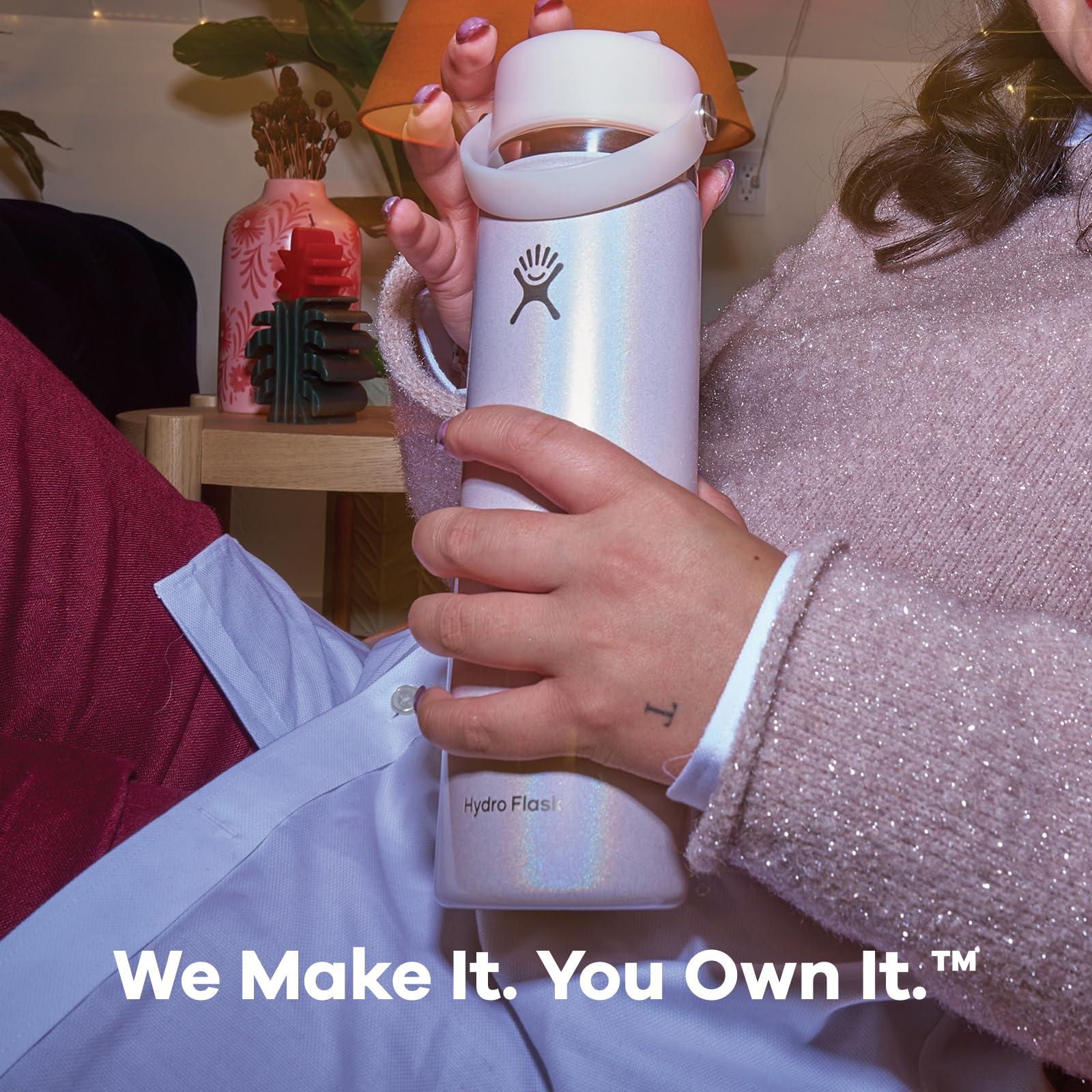 hydro-flask-wide-mouth-flex-straw-flasche-680-ml-glimmer-creme image 8
