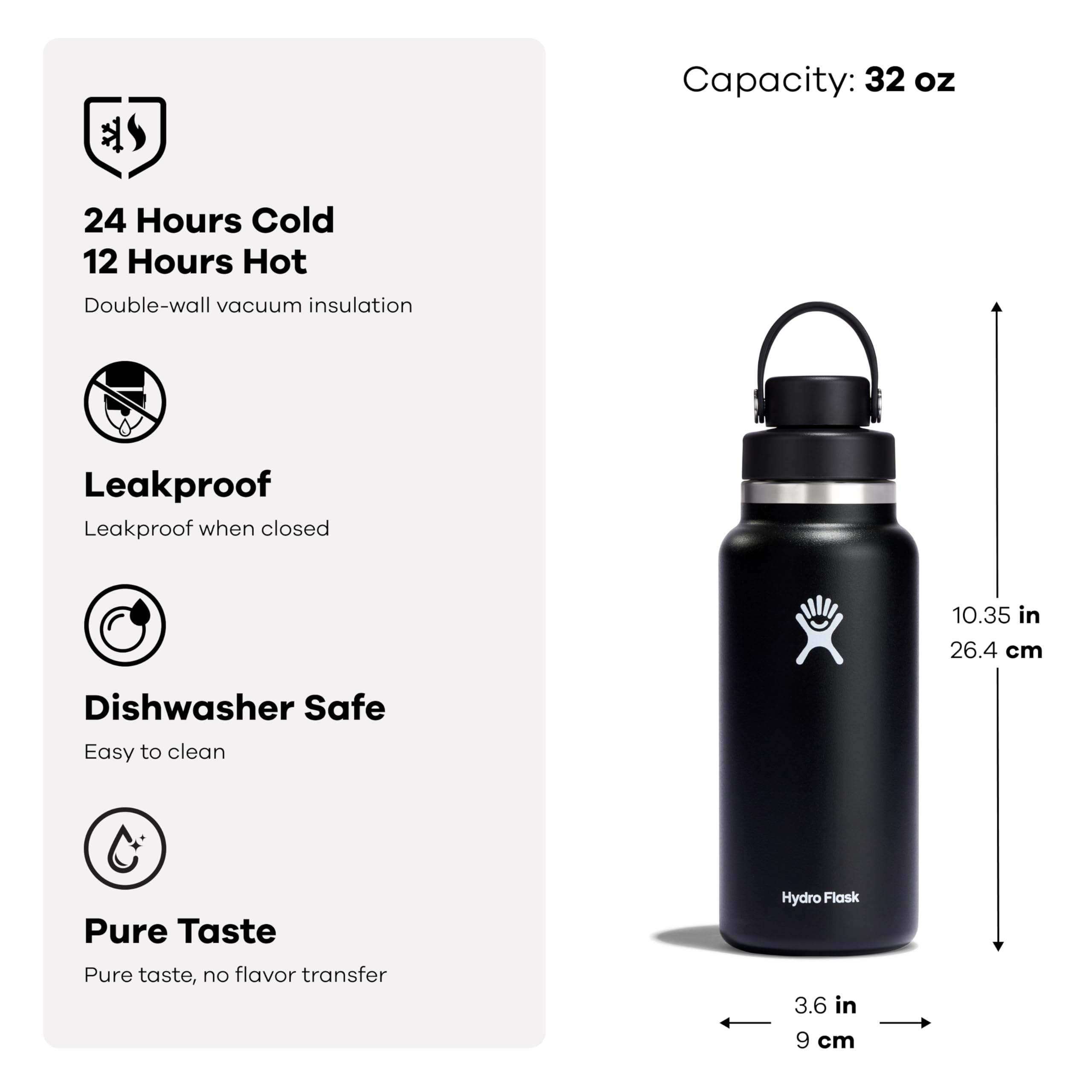 hydro-flask-wide-mouth-flex-chug-cap-isolierflasche-900-ml-schwarz image 8