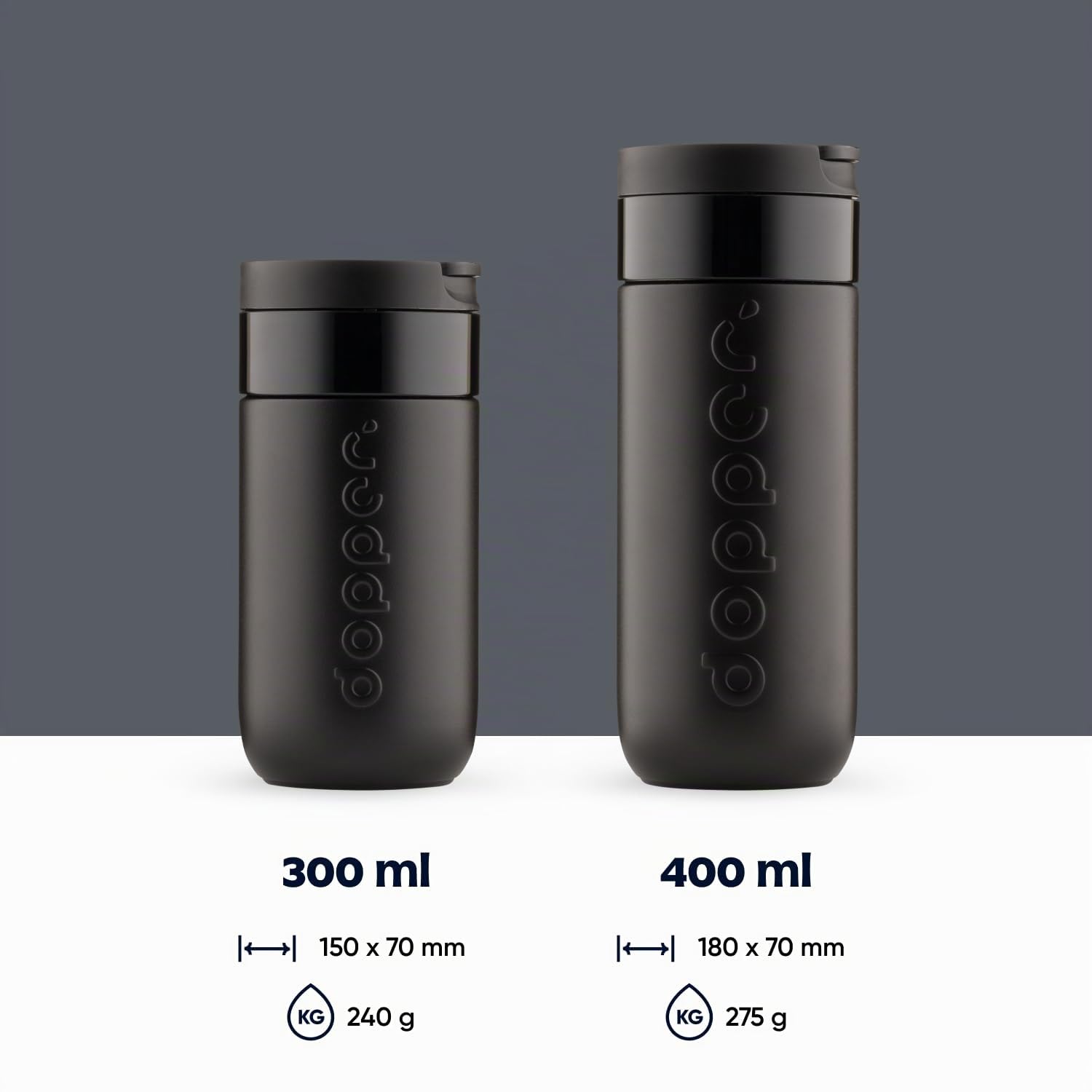 dopper-travel-mug-thermobecher-400-ml-blazing-black-aus-90-recyceltem-edelstahl image 2