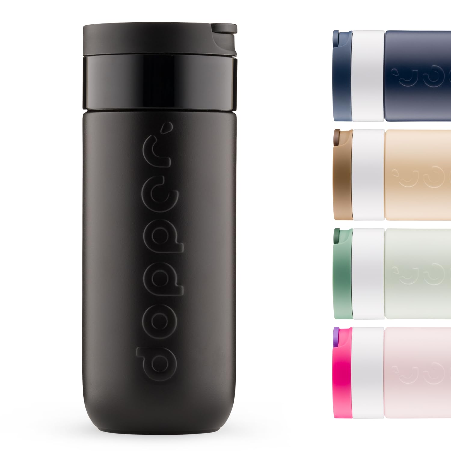 dopper-travel-mug-thermobecher-400-ml-blazing-black-aus-90-recyceltem-edelstahl image 1