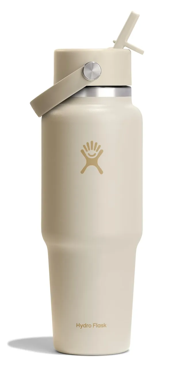 hydro-flask-reisewasserflasche-900-ml-kokoscreme-mit-breitem-strohhalm-deckel image 1