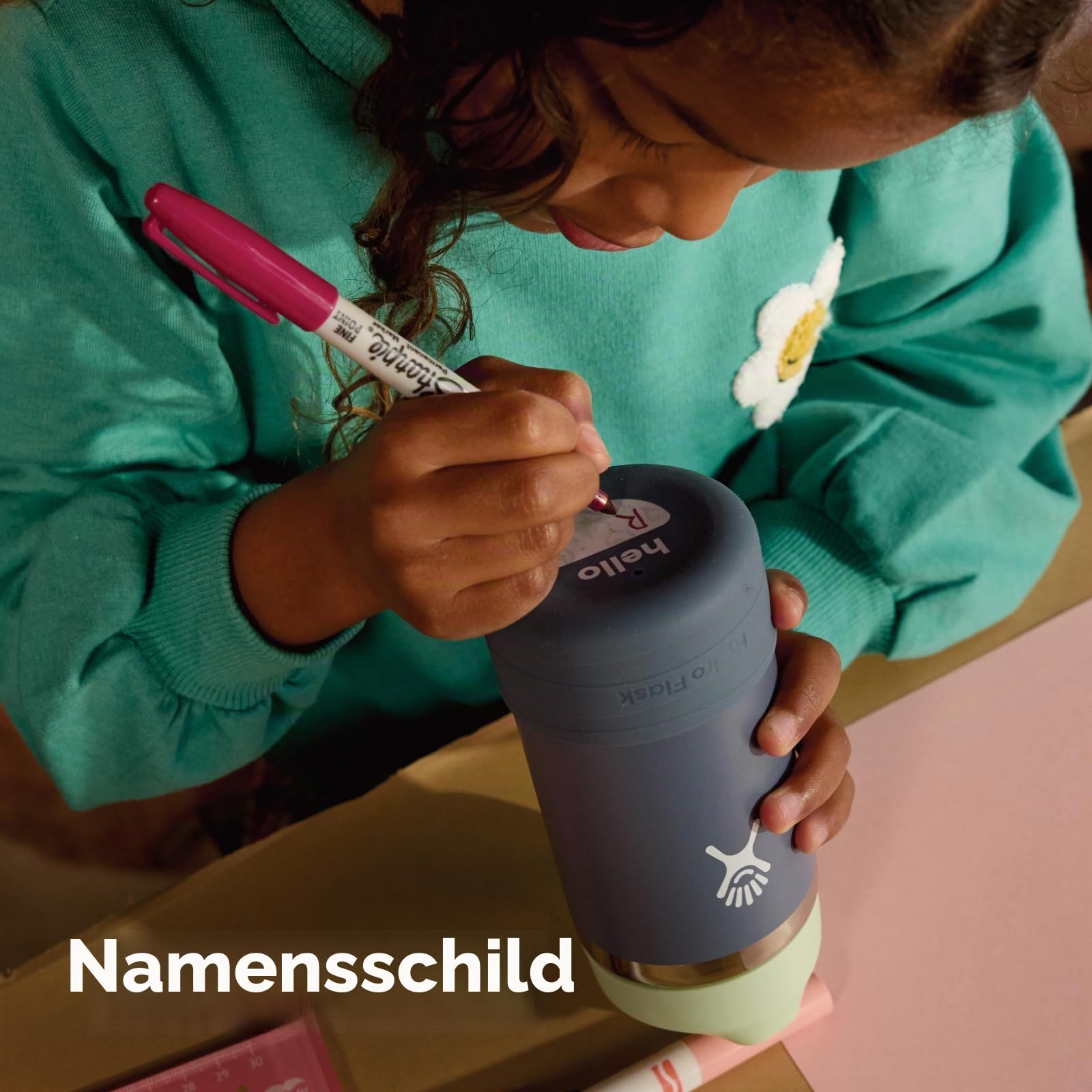 hydro-flask-kids-wide-mouth-510-g-trinkflasche-mit-strohkappe-anemone image 5
